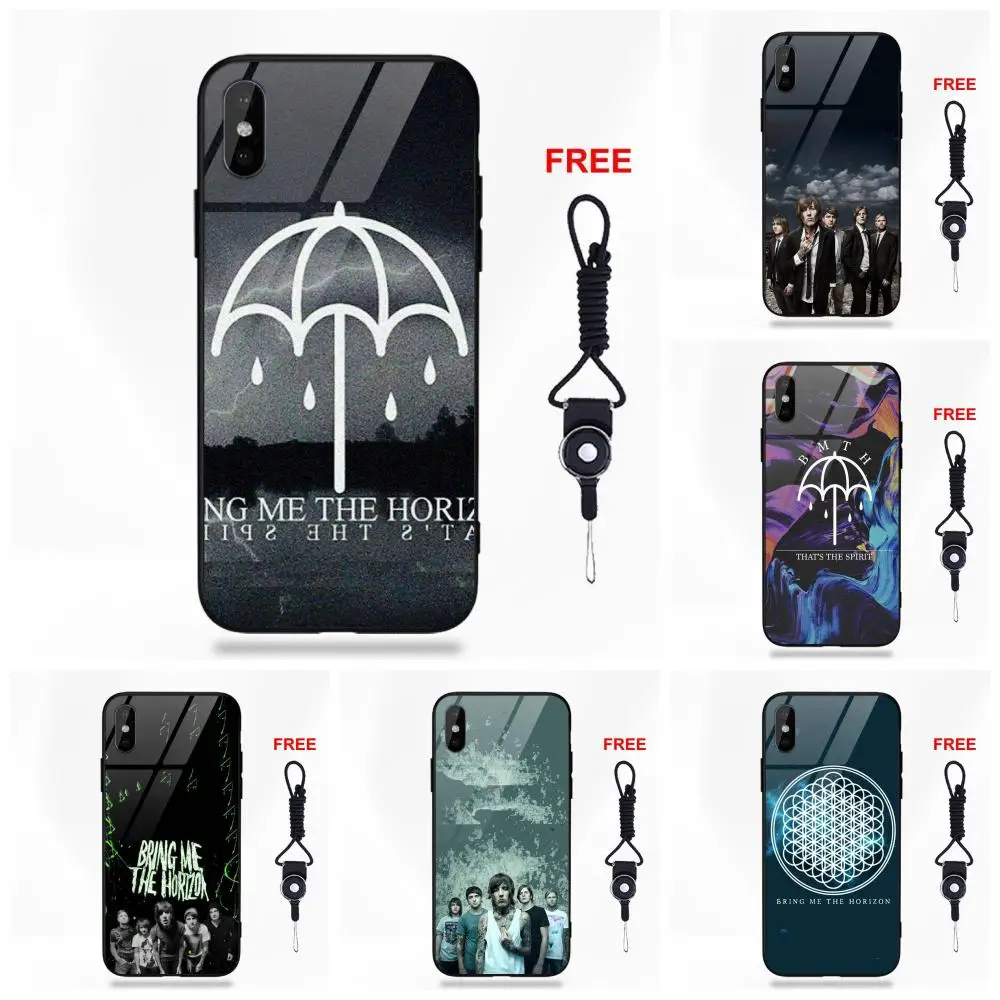 

For Apple iPhone 5 5C 5S SE 6 6S 7 8 Plus X XS Max XR Silicone TPU Frame Tempered Glass Cases Covers Bring Me To The Horizon