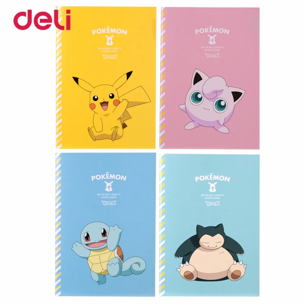 Deli pokemon Stitching Binding Notebook Paper cute pikachu Four Colors Cartoon Diary Notebook kawaii book School Office Supplies