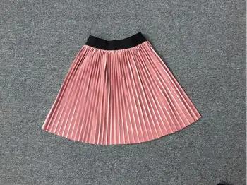 New velvet pleated skirt knee long girls skirt summer winter casual smooth skirt girl tutu high waist elastic pleated skirt 5