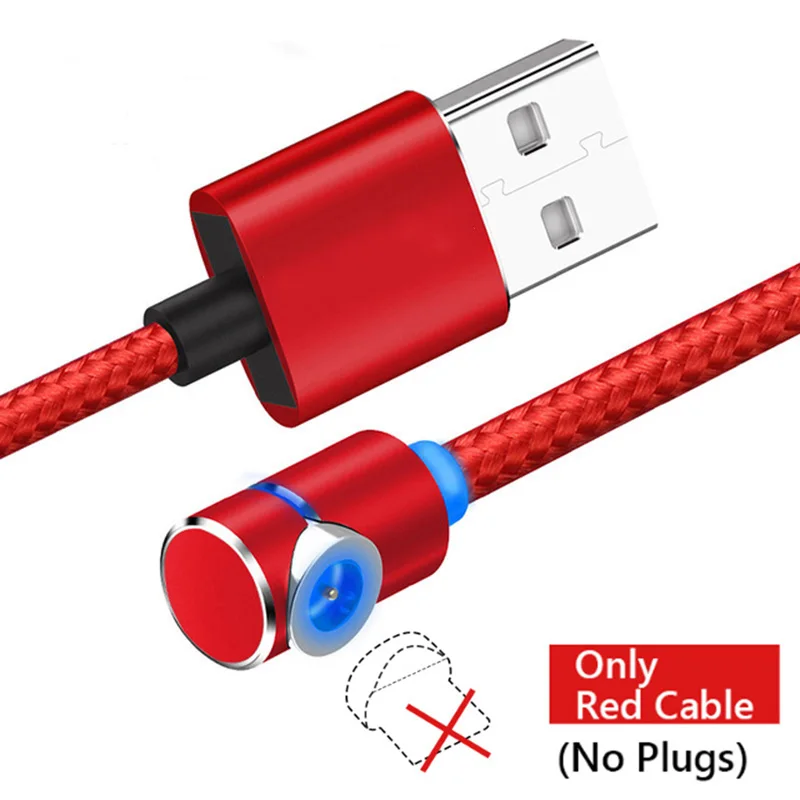 90 прямоугольный Micro Usb кабель Магнитный зарядный Usb C кабель usbc для Google 3A 3 2 XL Xiaomi Redmi 7 Oppo Reno магнит Conector - Цвет: Red Cable No Plug