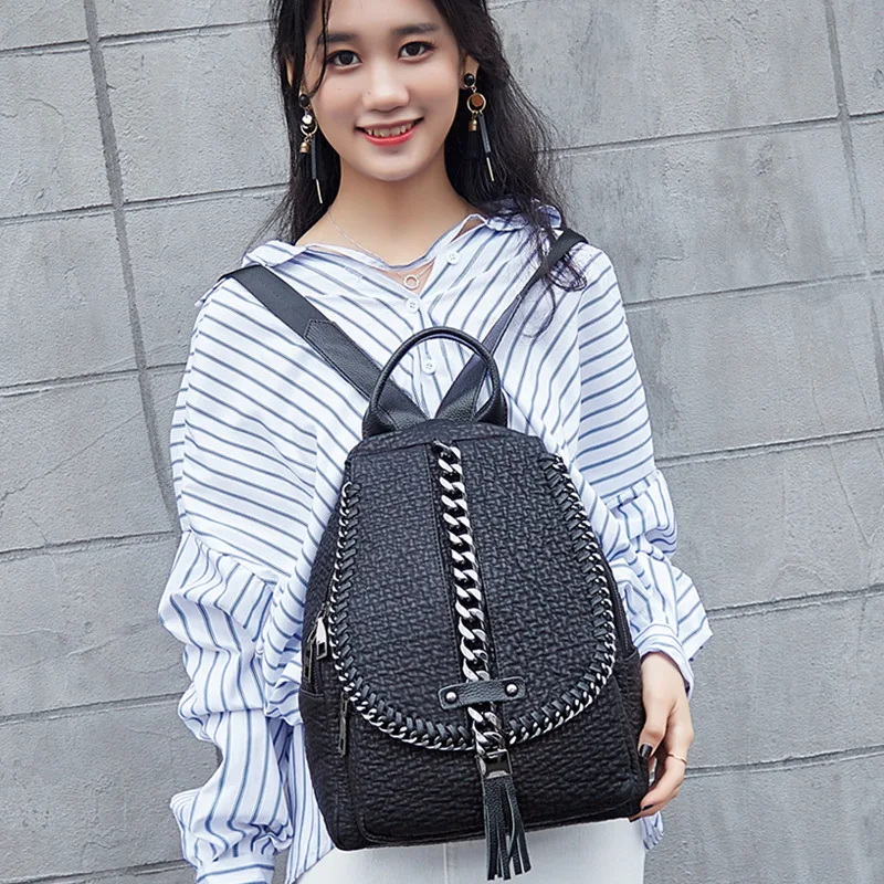 

Spring and Summer New Women's bags chain Decoration retro double shoulder bags Korean version of Fashion Women's backpack