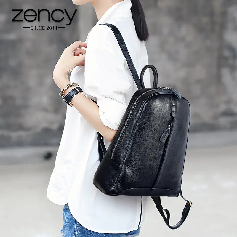 Женские рюкзаки из 100% натуральной коровьей кожи ZENCY белые серые бежевые розовые