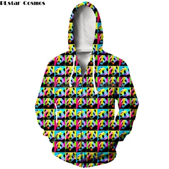 

Newest Autumn thin Zipper Hoodies Men/Women 3D Sweatshirts With Cap Coat Funny Print Panda color Hooded jacket large size XS-7XL