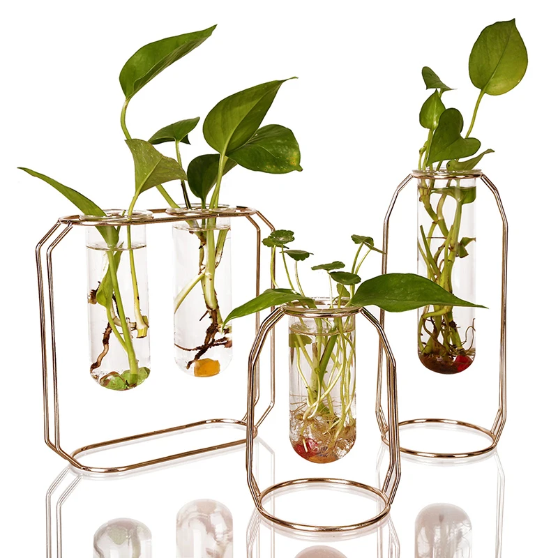 Bud Glass Vase Plant Stand Decorative Metal Garden Patio Standing