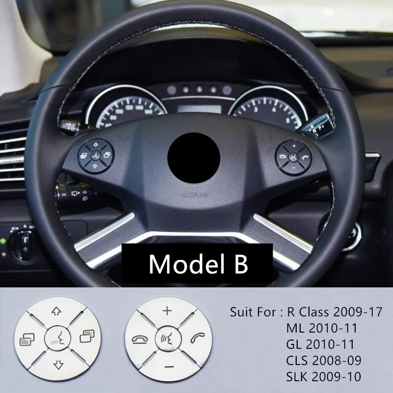 Автомобильный руль Кнопки украшения наклейки для Mercedes Benz C E R S класс W204 W212 GLK X204 CLS GL SLK аксессуары для интерьера - Название цвета: Model B 10pcs