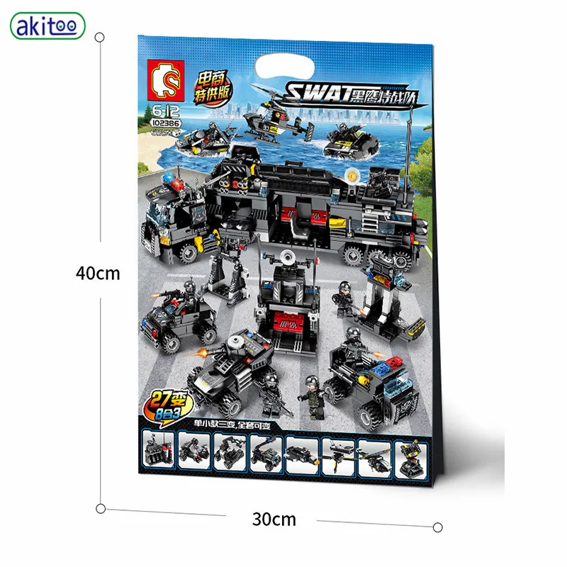 Akitoo DIY Team 27 ändern 8 in 3 Black Hawk spezielle auto kleine partikel bausteine puzzle montiert spielzeug #1205