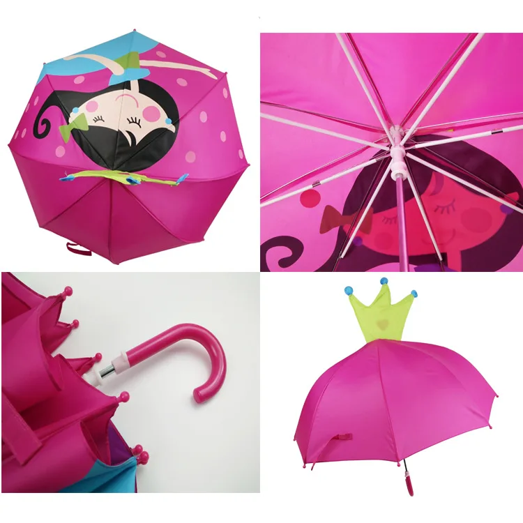 Милый мультяшный детский зонтик, анимация, креативный, длинный, с 3D ушками, моделирование, детский зонтик для мальчиков и девочек