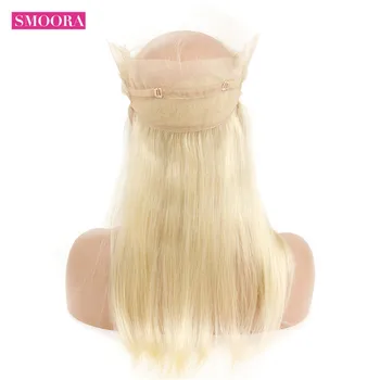 

Pre Plucked 613 Blonde 360 Lace Frontal Peruvian Straight Human Hair Natural Hairline Smoora Non Remy Hair Color 613 Frontal