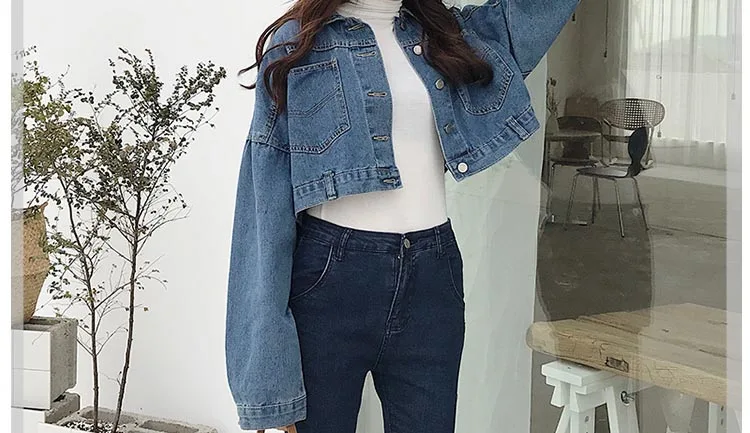 2018 Autumn Women Harajuku Solid Short Denim Jackets Casual Korean BF Batwing Jeans Jacket Loose One Breasted Coat Outerwear 2018 Autumn Women Harajuku Solid Short Denim Jackets Casual Korean BF Batwing Jeans Jacket Loose One Breasted Coat Outerwear