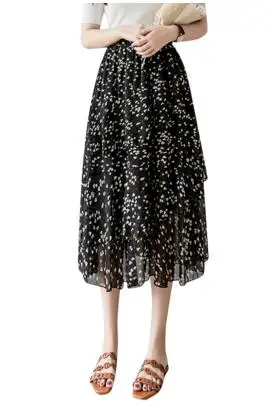 Женские юбки средней длины с эластичной резинкой на талии Летние плиссированные юбки с цветочным принтом для женщин женские faldas mujer moda DV869