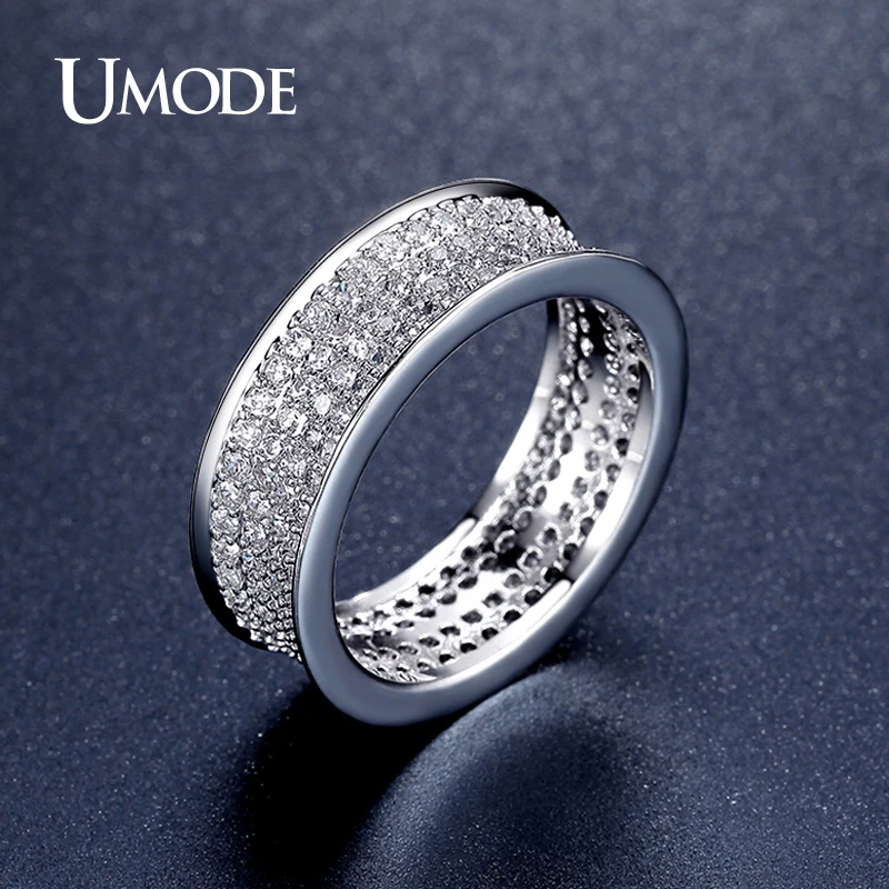 font b UMODE b font New Round Pave Luxury Wedding font b Rings b font