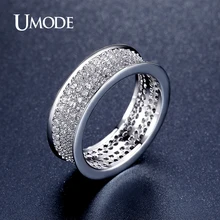 UMODE New Round Pave Luxury Wedding Rings White Gold Color Accessories Jewelry For Women Fashion Trend