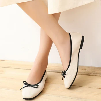 

HEE GRAND 2019 Spring New Ballet Flats Women Butterfly-knot Loafers Shallow Slip On Square Toe Ladies Casual Flat Shoes XWD7150