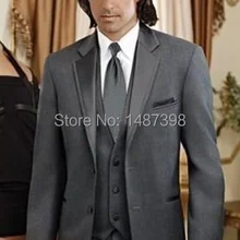 Индивидуальный заказ две кнопки уголь Жених Смокинги для женихов Нотч Best человек Костюмы женихов Для мужчин Нарядные Костюмы для свадьбы(куртка+ Брюки для девочек+ жилет+ галстук