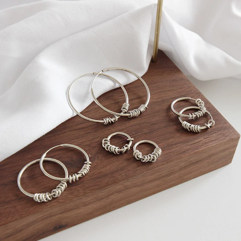 F.I.N.S Простые Модные массивные серьги маленькие большие серьги-кольца для женщин 925 пробы серебряные круглые серьги Модные ювелирные изделия
