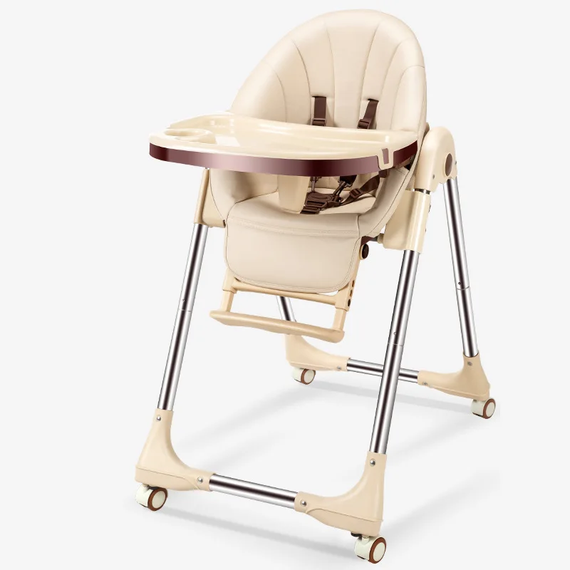 Детский металлический обеденный стул, детский обеденный стул, многофункциональное складное переносное детское обеденное кресло и стулья - Цвет: Golden-B