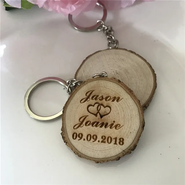 20 unids/lote Personalizado Llavero De Madera Regalos Rústicos De La