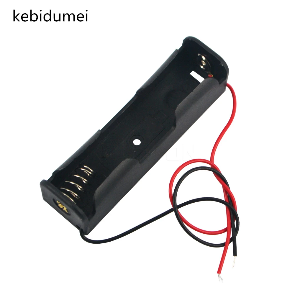 

kebidumei 1PC 18650 Battery 3.7V Clip Holder Box Case Black With Wire Lead for Soldering Connecting