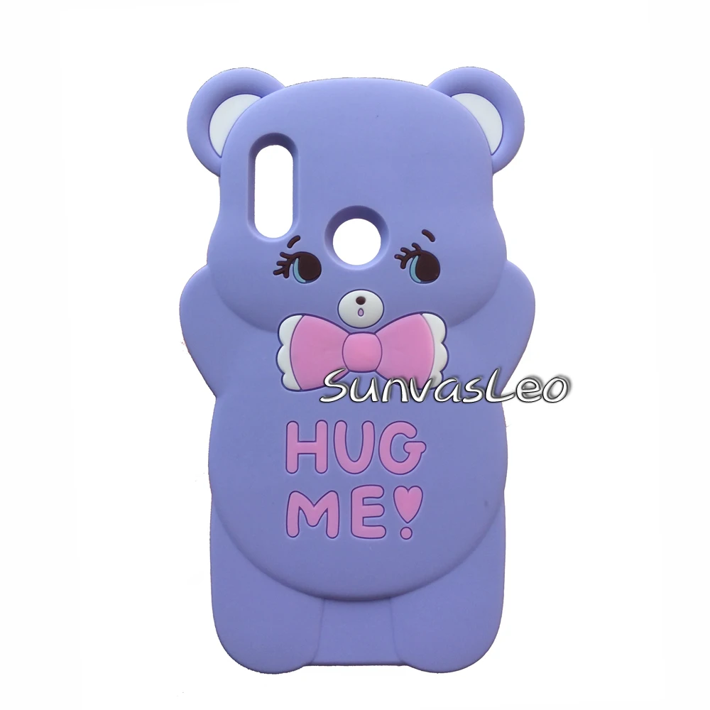 Для huawei P Smart /Honor 10 Lite 3D мультяшный Мягкий силиконовый чехол на заднюю панель мобильного телефона защитная оболочка Fundas Coque - Цвет: Purple Hug Bear