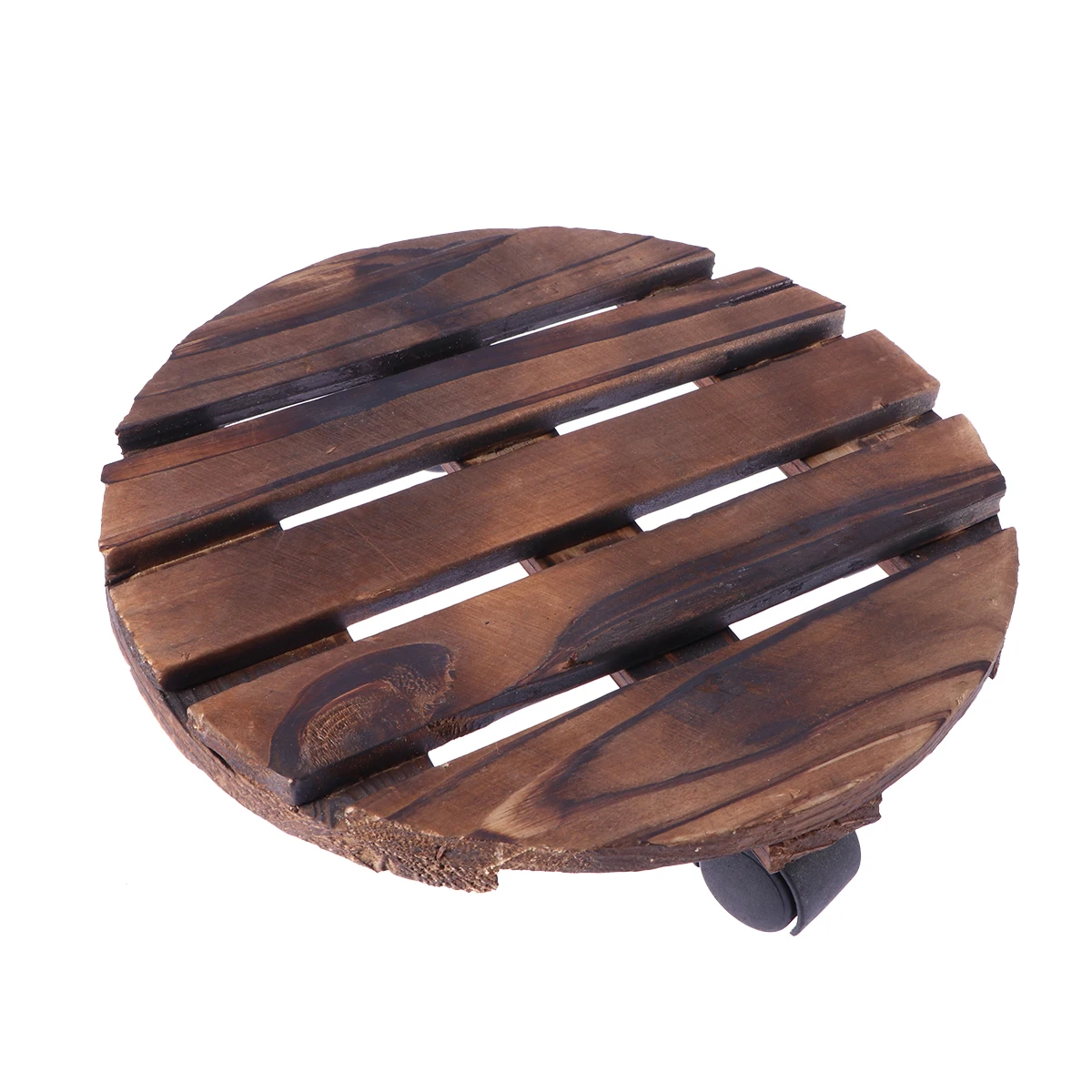 

Round Wheeled Wooden Planter Caddy Movable Plant Flower Pot Stand with Wheels for Garden Home