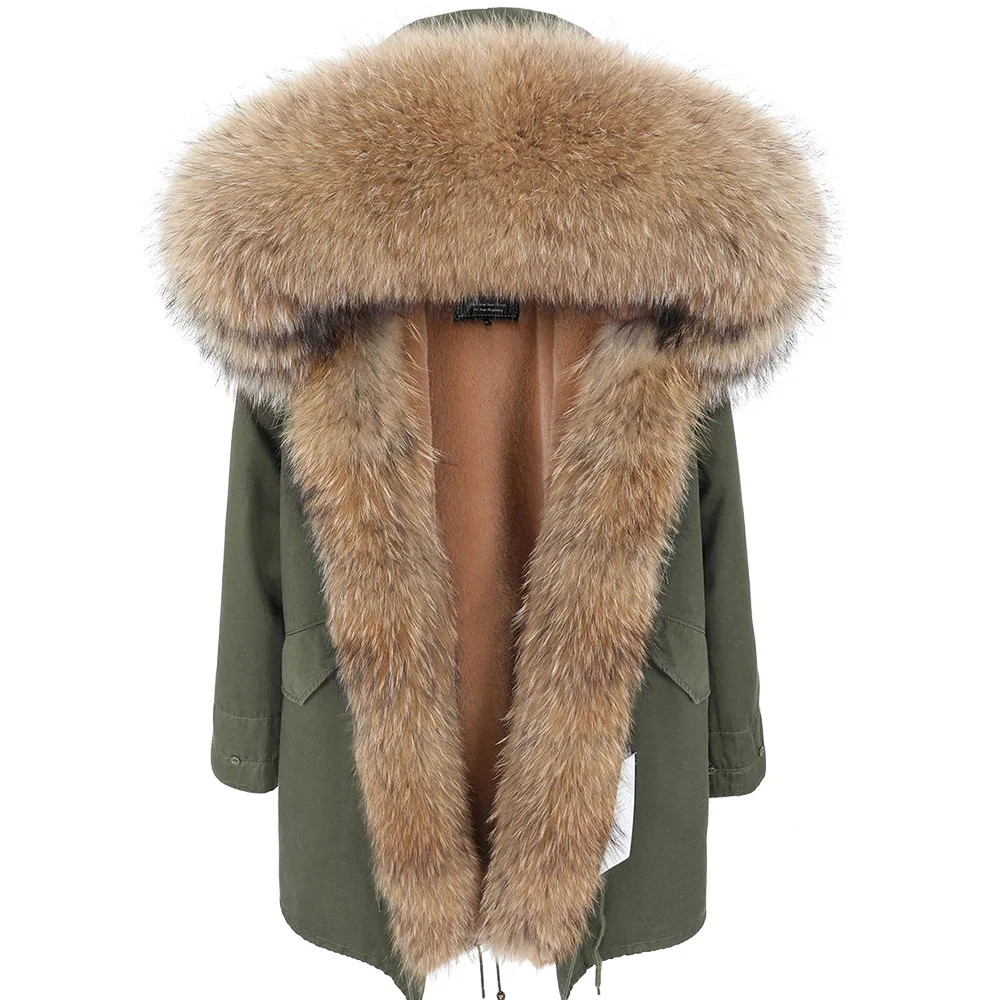 

MAOMAOKONG2019 new Real raccoon fur collar thick winter warm women's coat parkas