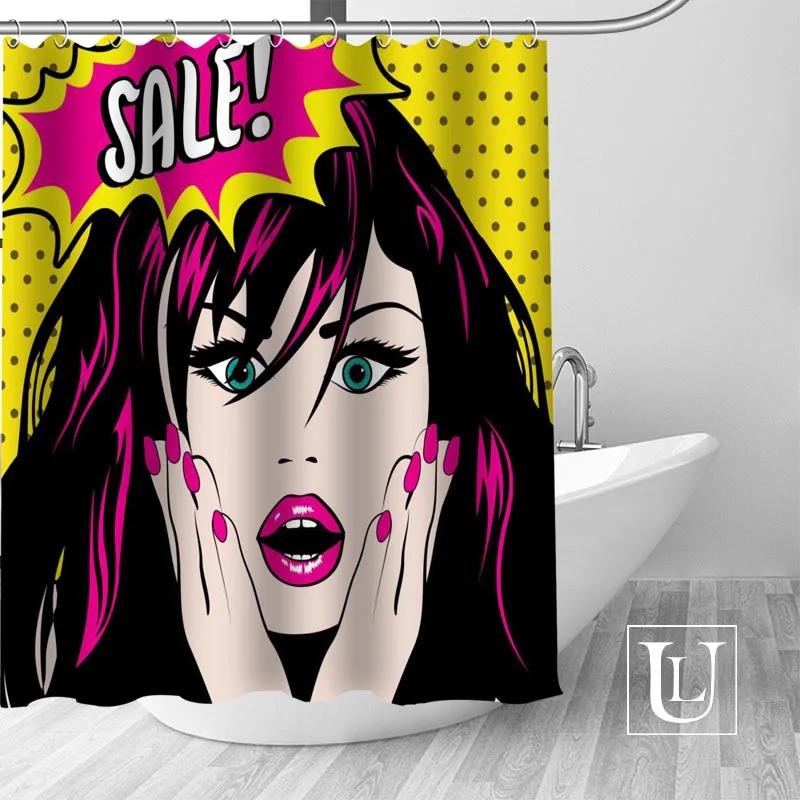 Пользовательские комиксы поп-арт Водонепроницаемая занавеска для ванной комнаты ткань полиэстер занавеска для душа 1 шт. на заказ - Цвет: 15