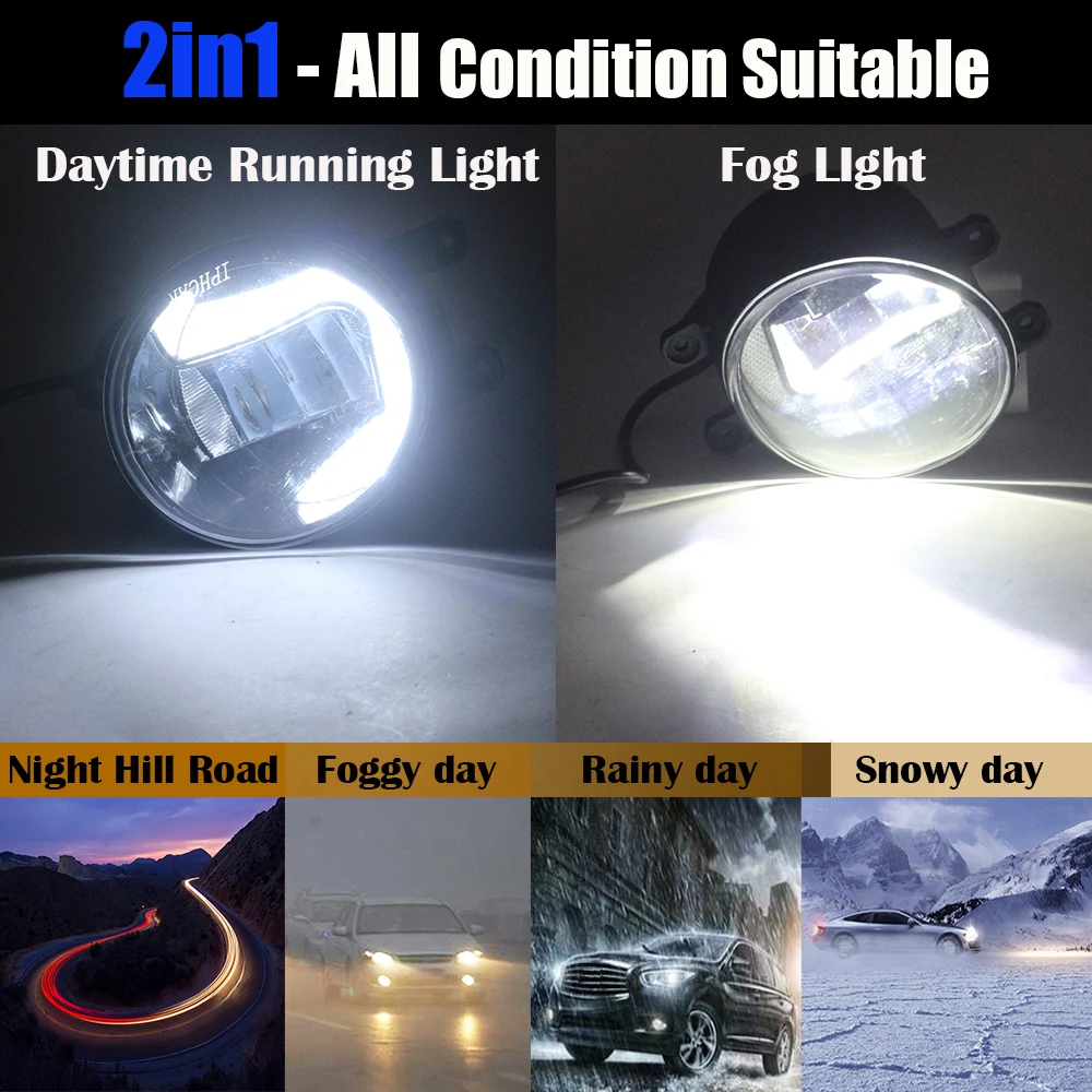  Cawanerl 2 X Car LED Lamp Front Fog Light Daytime Running Lamp DRL White 12V Styling For Lexus RX35 - 32901322502