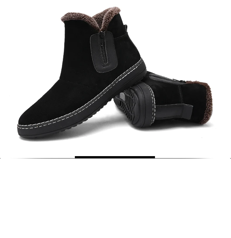 Misalwa/Теплые Зимние Замшевые мужские Ботильоны; мужские короткие ботинки на молнии; простые тонкие модные мужские ботинки с плюшевой подкладкой