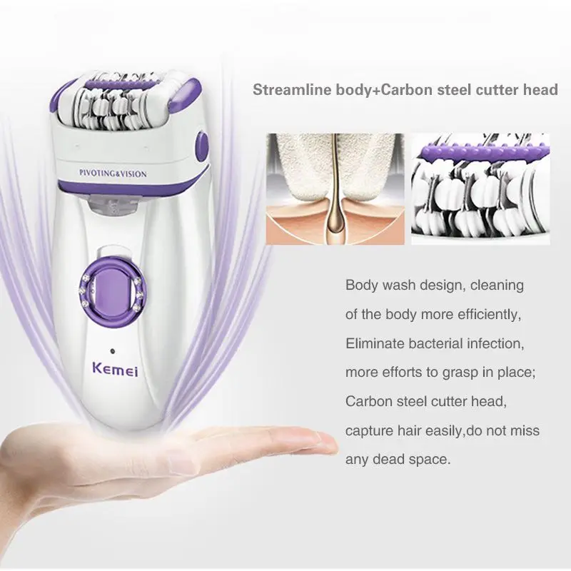 Goede Kemei KM 2666 Vrouwen Epilator Oplaadbare Elektrische Callous Remover Apparaat 220 240V Full Body Trimmer Ontharen Gereedschap Huidverzorging