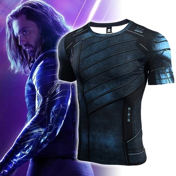 

Avengers 3 Infinity War The Winter Soldier Cosplay T Shirt Tight Compression Short Sleeve Men's T Shirt