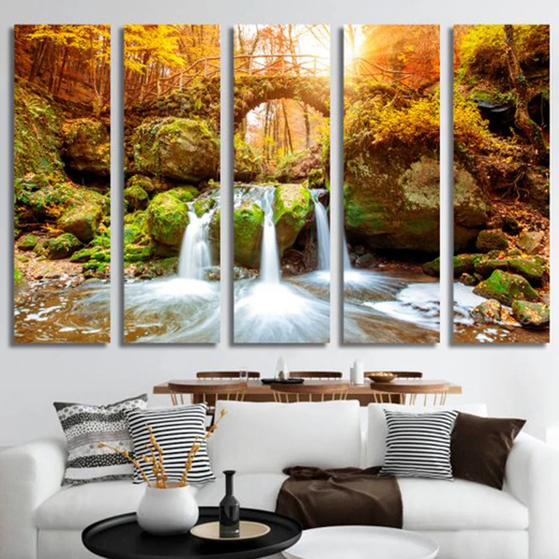 

5D DIY Diamond Painting"5pcs Waterfall landscape"painting Full Square Drill Embroidery Cross Stitch Diamond Mosaic Home Decor