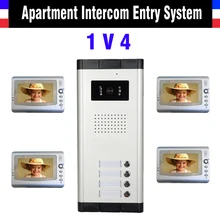 Apartment Intercom System 7 Inch Mointor 4 Unit apartment video door phone intercom system Video Intercom doorbell doorphone Kit