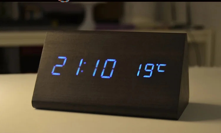 Suncree Заводские современные настольные часы с термометром, светодиодный цифровой будильник, светодиодный настольный часы со звуковым управлением, Прямая поставка - Цвет: black blue
