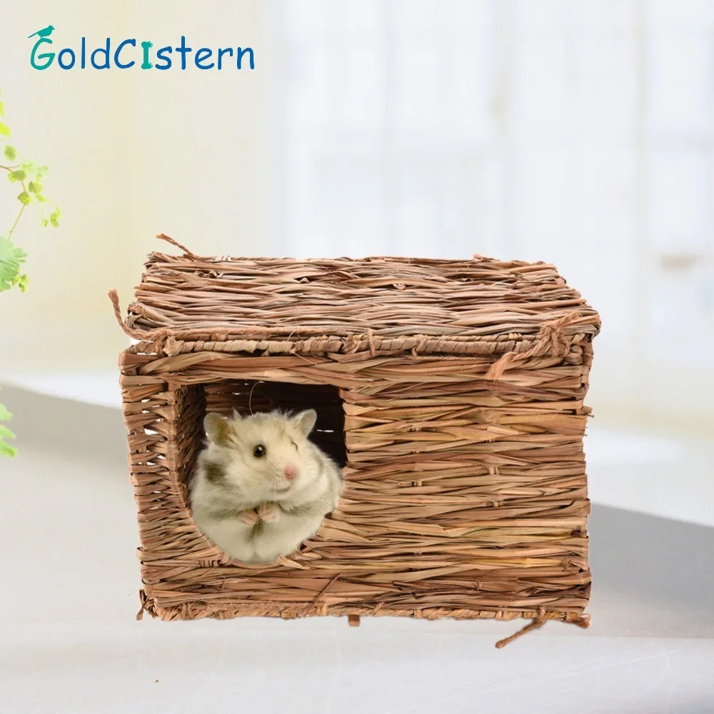 Handcraft Straw Knitted Woven Hamster Grass Nest House Manmade Nature's Hideaway Couch Toy Small