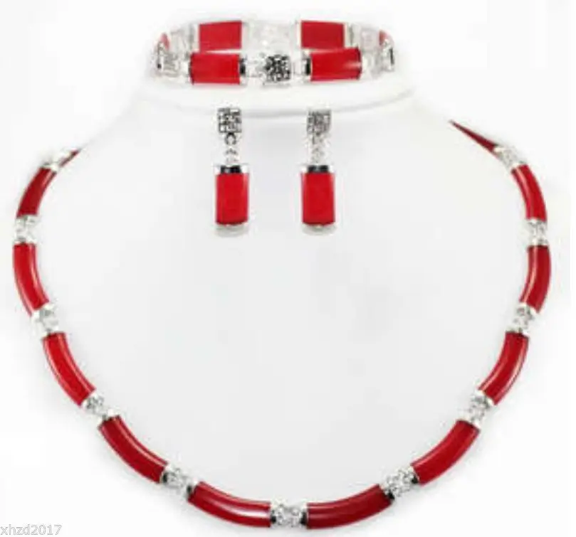 

hot sell new - Beautiful! Red Ruby Link Necklace Bracelet earring Sets AAA NEW