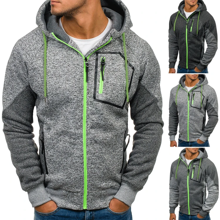 

New Winter Trade Men Jacquard Sweatershirt Fleece Hoodies Cardigan Hooded Jacket streetwear sudaderas para hombre