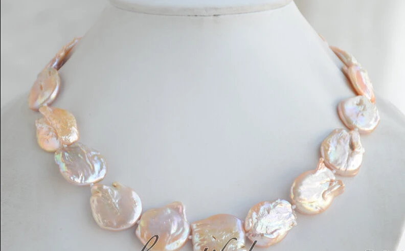 

A 17inch 22mm PINK BAROQUE COIN KESHI REBORN PEARL NECKLACE (Z6507)