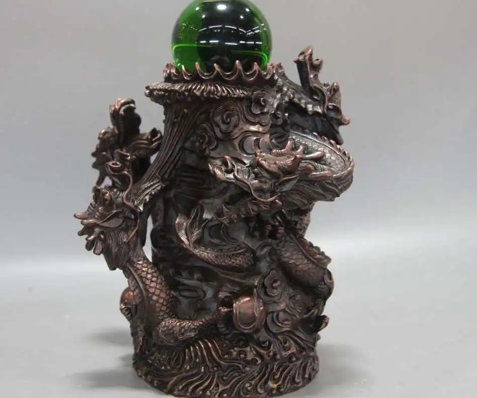 

China Copper Bronze Feng Shui Home Decoration Dragon Play Bead Statue Sculpture