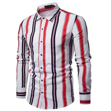 Рубашки новые брендовые Модные мужские роскошные стильные полосатые повседневные рубашки с пуговицами приталенные рубашки с длинным рукавом
