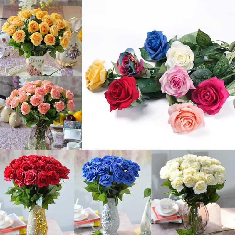 Real Touch Latex Rose Flowers For wedding Bouquet Decoration 8 Colors