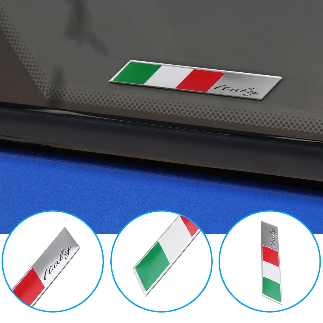 For Car Interior Exterior Decoration 2pcs Aluminum Italy Flag Car Emblem 3D Design Italian Badge Sticker Decal Decors Mayitr