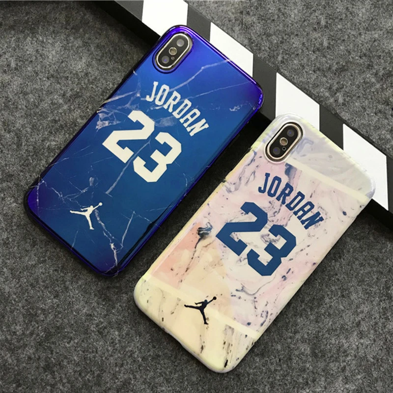 

Blu-ray Jordan 23 Mirror Marble Case for iPhone X XS Max XR 6 6S 8 7 Plus Jump Man Soft Silicon IMD Phone Cover Coque Fundas