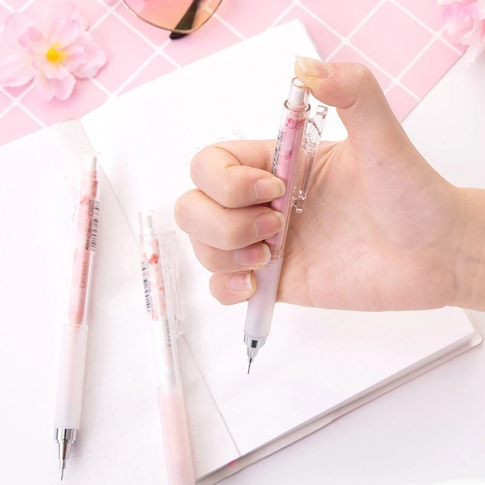 0.5mm Japan Lovely Cherry Blossoms Automatic Pencil Kawaii Plastic Mechanical Pencils For Kids Gifts Student Supplies Stationery