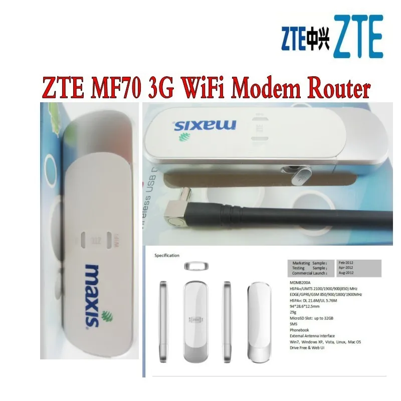 Лот 50 шт. zte беспроводной mf70 HSPA модем 3 г сим-карта Wi-Fi Dongle интерфейсом USB PK Huawei e8231 E355, DHL доставки