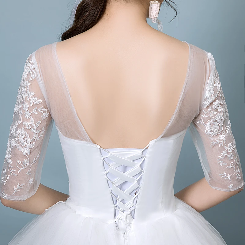 Горячая Распродажа элегантное кружевное свадебное платье с коротким рукавом и аппликацией без спинки размера плюс на заказ дешевое свадебное платье Vestidos De Noiva