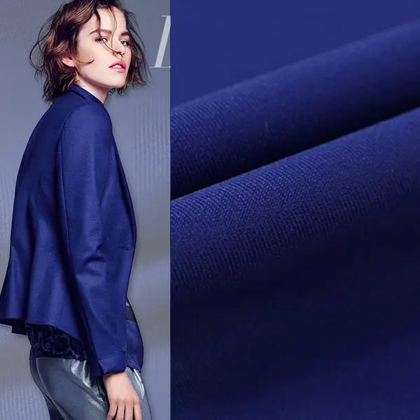 Spring new worsted twill wool suit fabric royal blue high grade thin