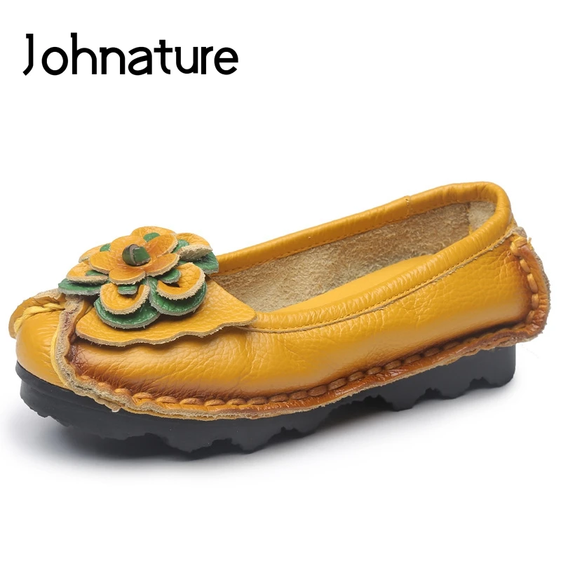 

Johnature Casual Flats Ladies Shoes Solid Color Slip-on Round Toe 2019 New Autumn Shallow Handmade Comfortable Soft Women Shoes