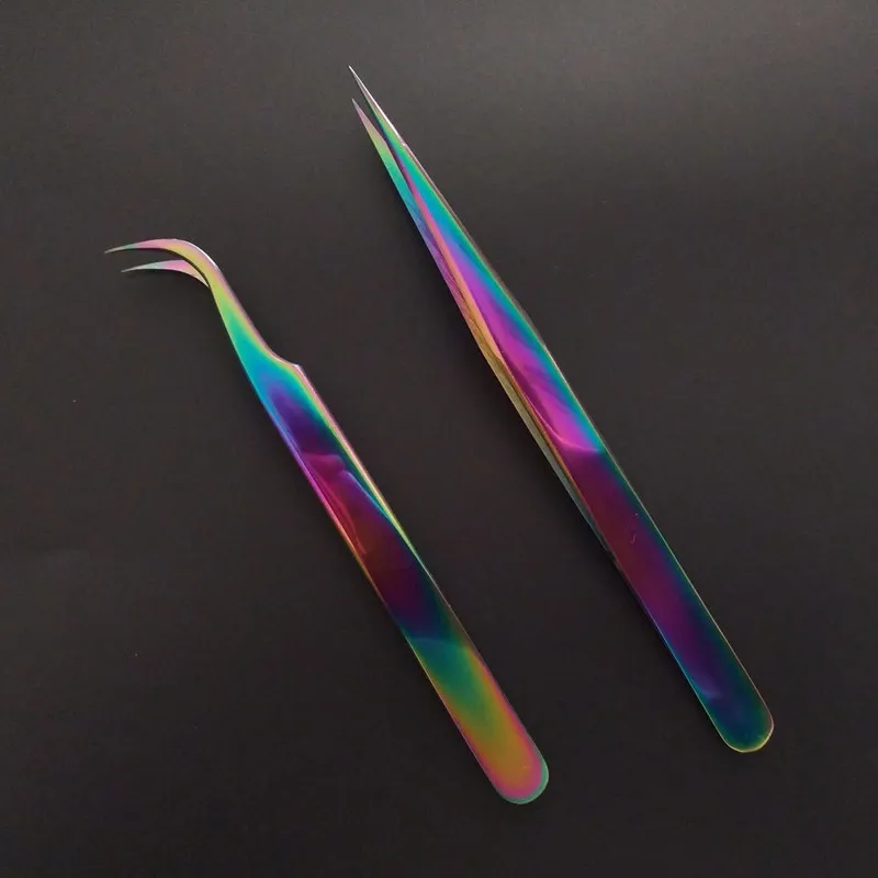 

1 pc Stainless Steel Tweezers Chameleon Curved Straight Eyelash Tweezers Makeup Eyelash Extension Nippers Manicure Tools