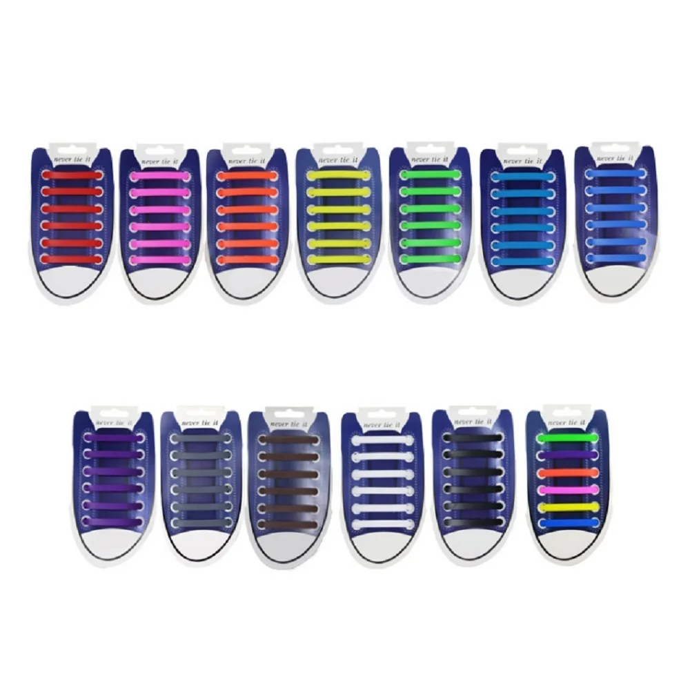

12pcs/set Elastic Silicone Shoelaces Creative Lazy Silicone Laces No Tie Rubber Lace Easy Shoes Accessories for man women unisex