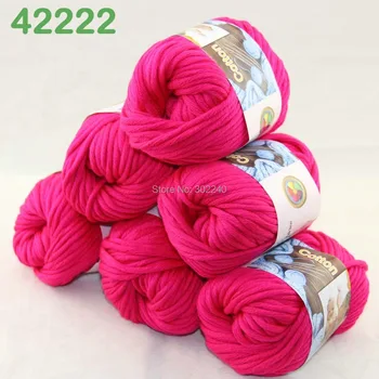 

LOT of 6 Balls X 50g Special Thick Worsted Cotton Knitting Yarn Raspberry 2222